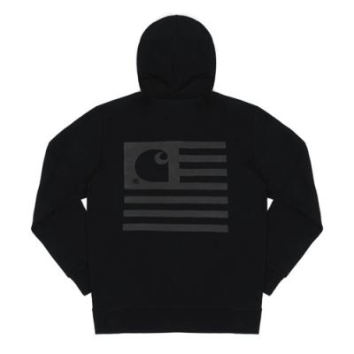 (I019968) HOODED STATE FLAG SWEATSHIRT-BLACK/BLACK