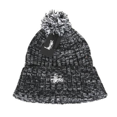 MARLED YARN POM BEANIE-BLK.WHT