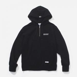 FW HALF ZIP UP HOODIE-BLACK