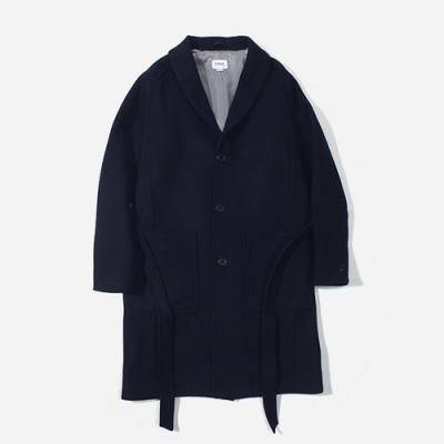 FW 오버사이즈 울 로브 코트-NAVY