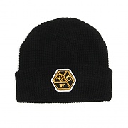 WAFFLE KNIT KNOT BEANIE-BLK