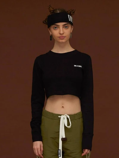 BACK LOGO CROP SLEEVE T_BLACK