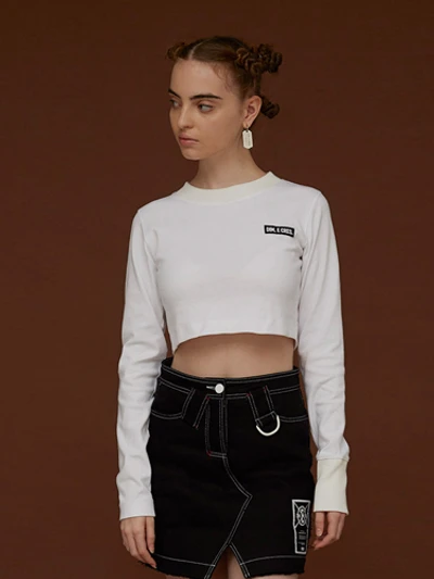 BACK LOGO CROP SLEEVE T_WHITE
