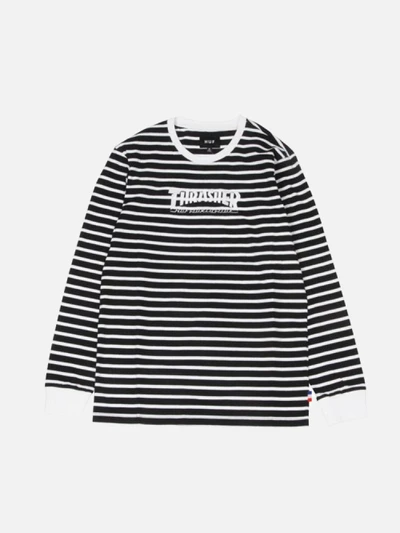 (KN65M01)THRASHER TDS STRIPE CREW-BLK