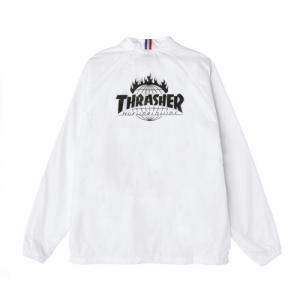 (JK65M03)THRASHER TDS COACH'S JACKET-WHT