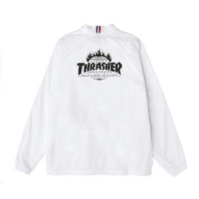 (JK65M03)THRASHER TDS COACH'S JACKET-WHT
