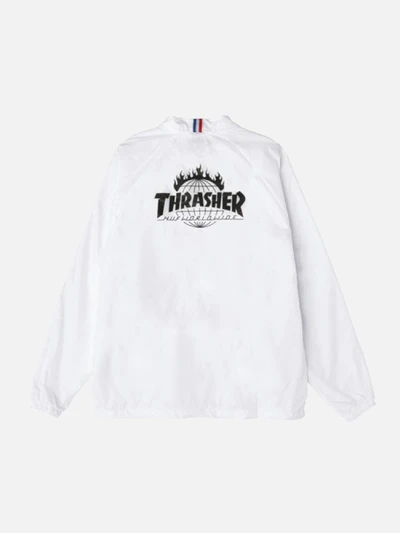 (JK65M03)THRASHER TDS COACH'S JACKET-WHT