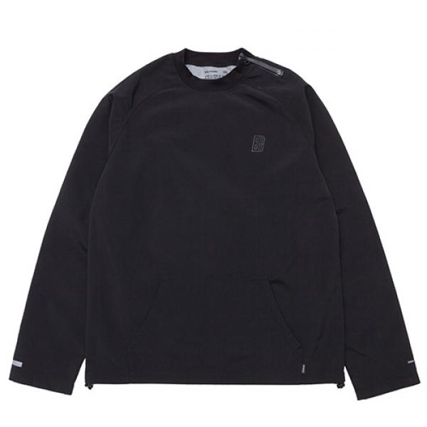 LACK WOOVEN CREWNECK-BLACK