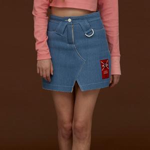 FUR LINING DENIM SKIRT_LIGHT BLUE
