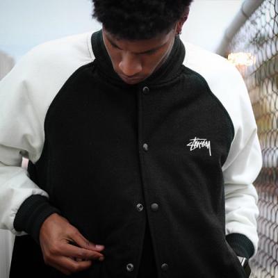 TWO TONE WOOL VARSITY-BLK