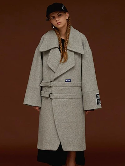 TWO BUCKLE OVERSIZE COAT_GREY