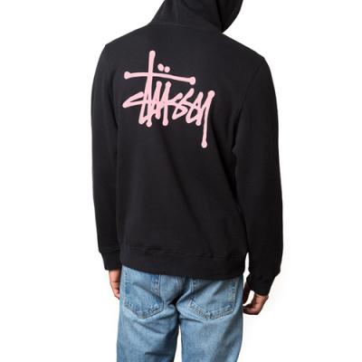 BASIC STUSSY ZIP HOOD-BLK(PINK)