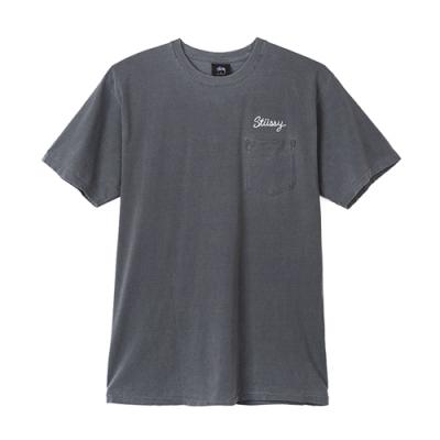 STUSSY STITCH PIG. DYE PKT TEE-BLK