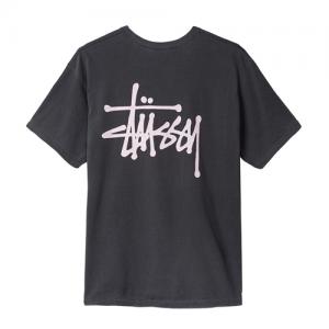 BASIC STUSSY PIG. DYED TEE-BLK