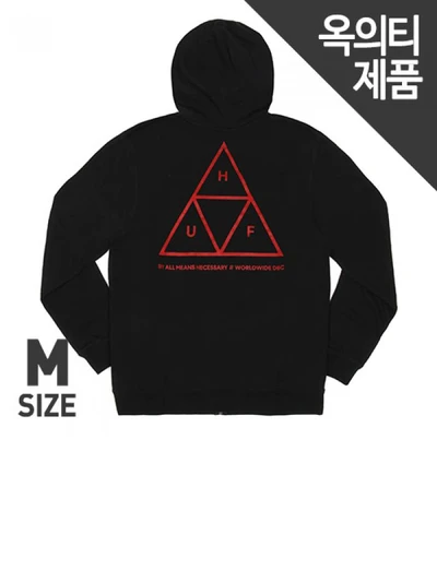 TRIPLE TRIANGLE PULLOVER FLEECE-BLK(print-red)