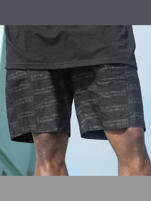 BASIC LOGO PATTERN SHORTS - BLACK