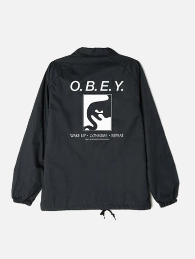 (125001487)WAKE UP CONSUME REPEAT COACHES JKT-BLK