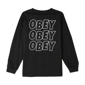 (164901489)OBEY JUMBLE LO - FI L/S TEE-BLK