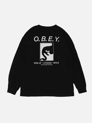 (164901487)WAKE UP CONSUME REPEAT L/S TEE-BLK
