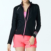 SHELLY RELAX FIT ZIP UP RASHGUARD-BLACK-NEON PINK