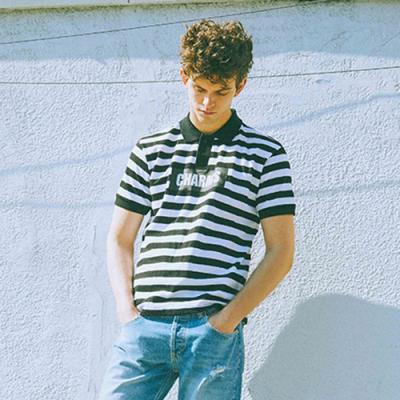 STRIPE PIQUE T-BK