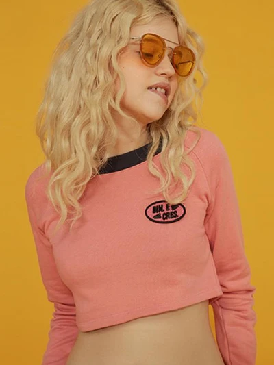 SIMPLE PATCH CROP SLEEVE TEE_PINK