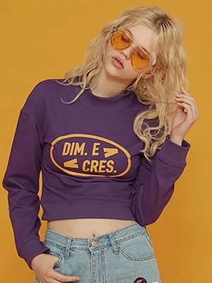 SIMPLE LOGO CROP SLEEVE TEE_PURPLE