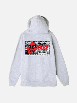 (111751560)NONE OF YOUR BUSINESS HOOD ZIP-HEATHER GREY
