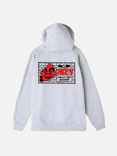 (111751560)NONE OF YOUR BUSINESS HOOD ZIP-HEATHER GREY