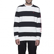 CATALINA STRIPE CREW FLEECE-BLK