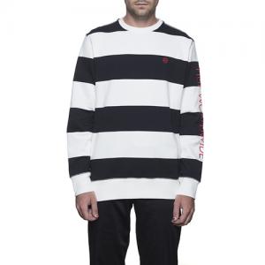 CATALINA STRIPE CREW FLEECE-BLK