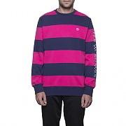CATALINA STRIPE CREW FLEECE-MAGENTA