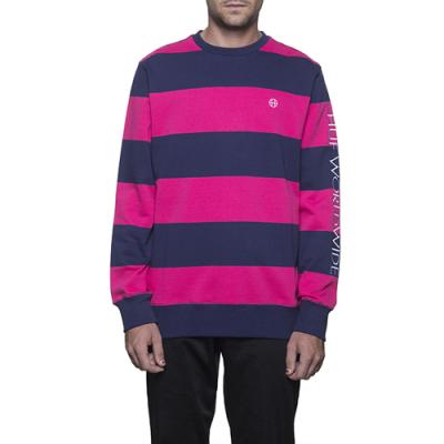 CATALINA STRIPE CREW FLEECE-MAGENTA