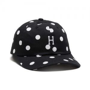 H POLKA DOT CURVED VISOR 6 PANEL-BLK