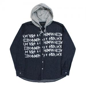 [17FW] Basic Logo Hoodie Shirt - Blue Denim