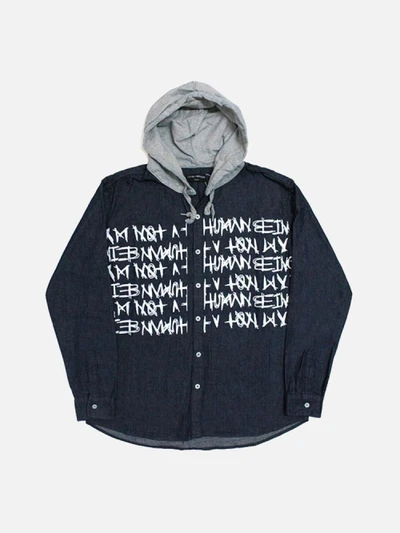 [17FW] Basic Logo Hoodie Shirt - Blue Denim