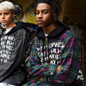 [17FW] Basic Logo Hoodie Shirt - Blue/Green
