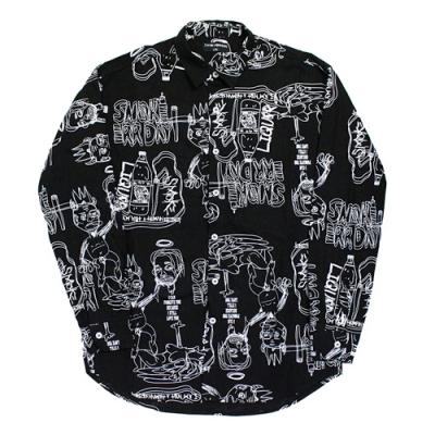 DOODLE PATTERN SHIRT-BLACK