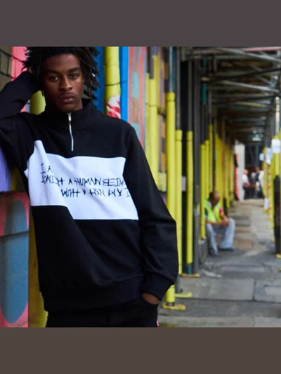 BASIC LOGO PULL OVER SWEAT SHIRTS-BLACK/WHITE