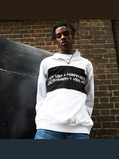 BASIC LOGO PULL OVER SWEAT SHIRTS-WHITE/BLACK