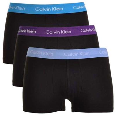 (NU2664) Ctn Stretch 3Pk Low Rise-951 Blk w Della Blue/Malbec/Tranquil Blue