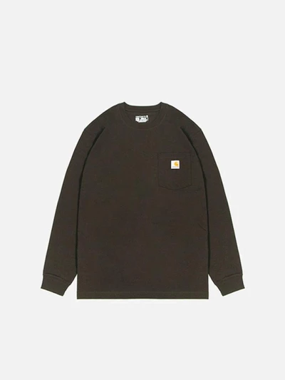 (K126) 워크 포켓 긴팔티 DARK BROWN