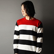 [WHYWORKS] STRIPE KNIT-RED