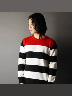 [WHYWORKS] STRIPE KNIT-RED