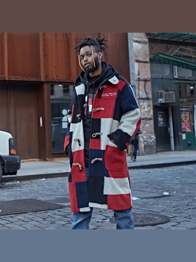 PATCH WORK DUFFLE COAT - MULTI COLOR