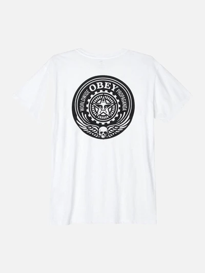 (163081682)OBEY SKULL AND WINGS TEE-WHT