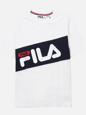 FILA DIAGONAL TEE-WHT/NVY/RED