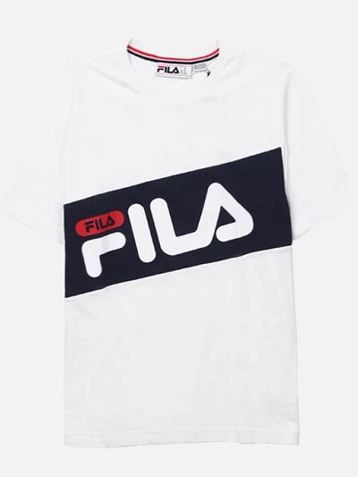 FILA DIAGONAL TEE-WHT/NVY/RED