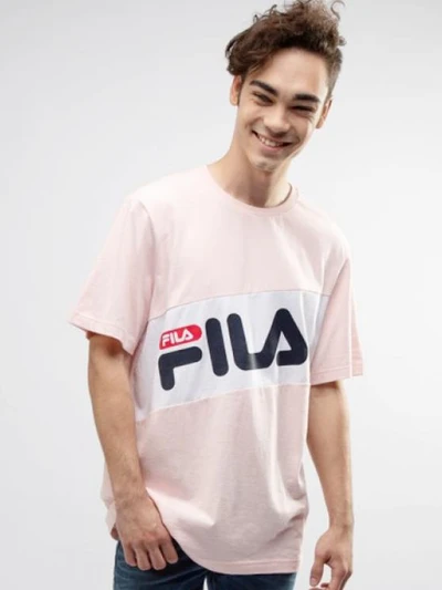 FILA DIAGONAL TEE-PNK/WHT/NVY/RED