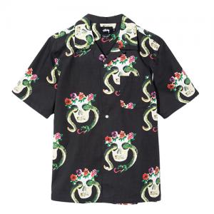 SKULL PATTERN SHIRT-BLK